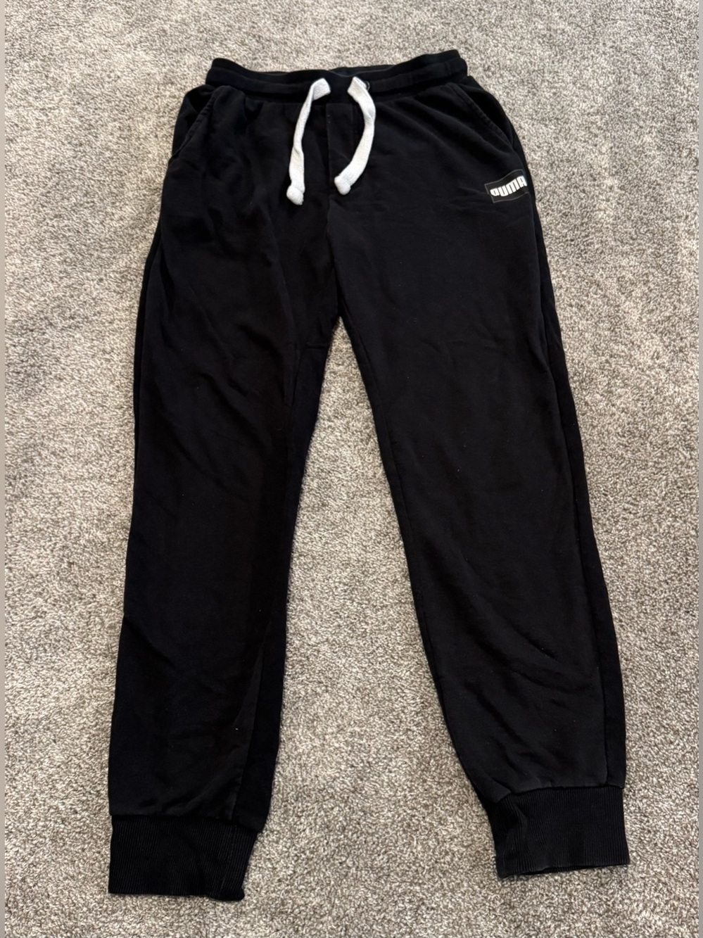 Puma Black Jogger Sweatpants with White Drawstring